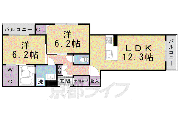 LATOUR桃山(2LDK/1階)の間取り写真
