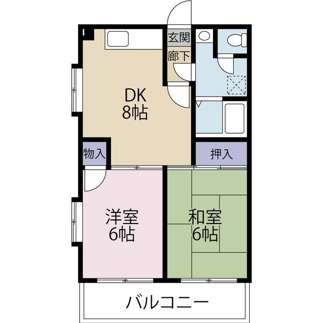 タカラビル(2DK/3階)の間取り写真