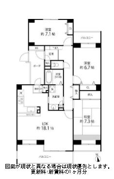 TS GARDEN 西寺尾 A棟(3LDK/2階)の間取り写真