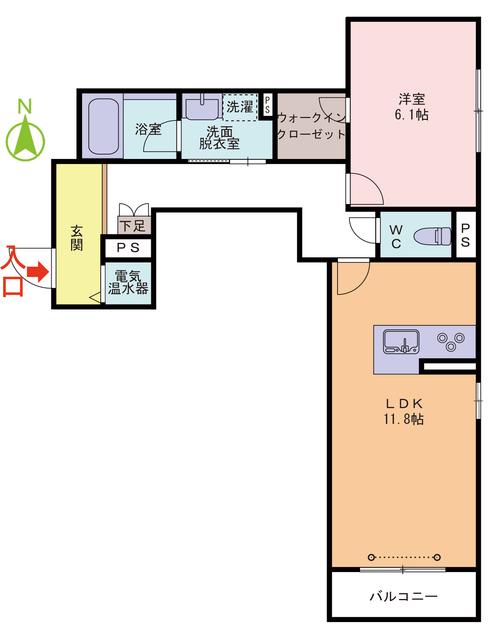 レフィアント高木(1LDK/3階)の間取り写真
