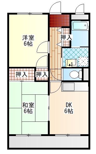 スプリングヒルズ(2DK/2階)の間取り写真