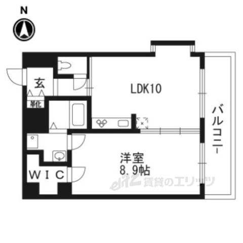 エストーネ京都二条(1LDK/11階)の間取り写真