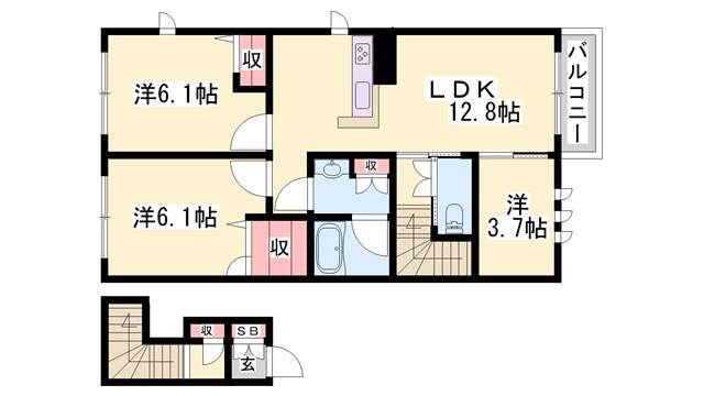 メゾン・ド・ロロ(3LDK/2階)の間取り写真