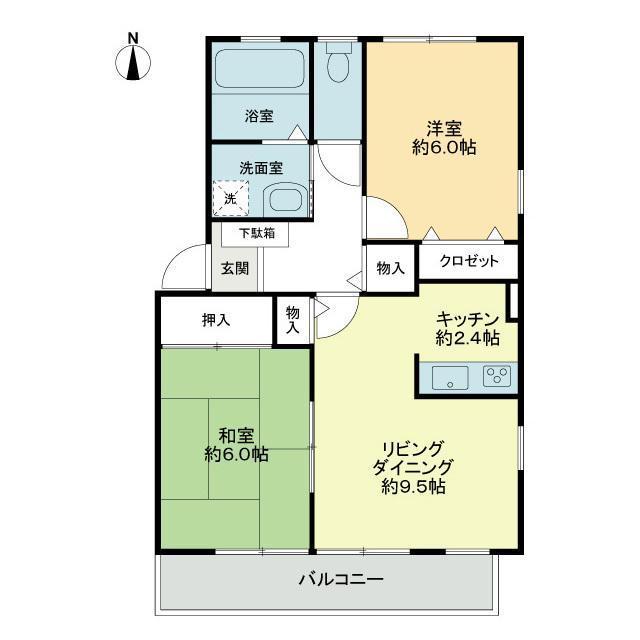 フォブールひかり(2LDK/1階)の間取り写真