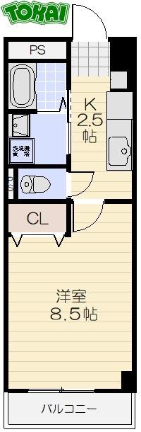 第6マンション 一八(1K/4階)の間取り写真