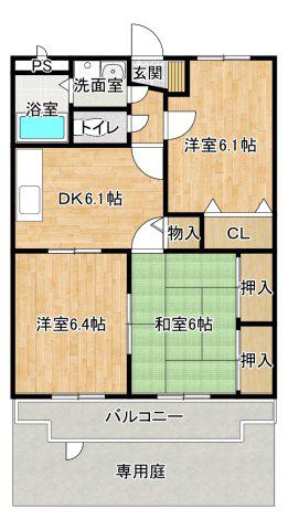 KOINOMOTOマンション(3DK/1階)の間取り写真