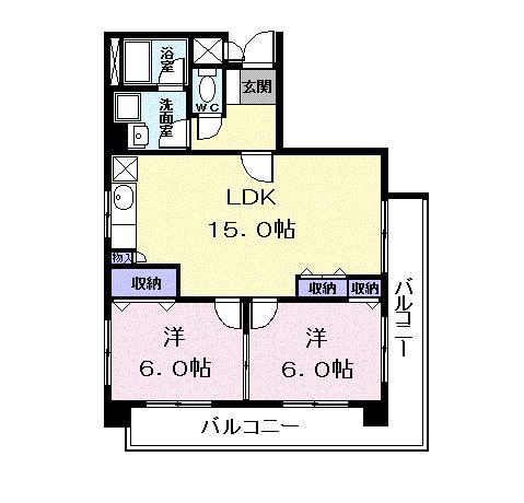 サンパレス(2LDK/2階)の間取り写真