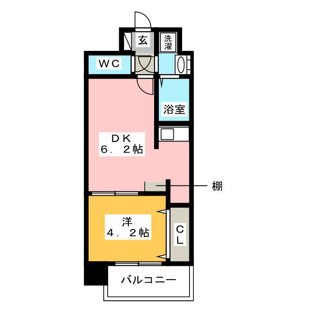 アブレスト野間(1DK/8階)の間取り写真