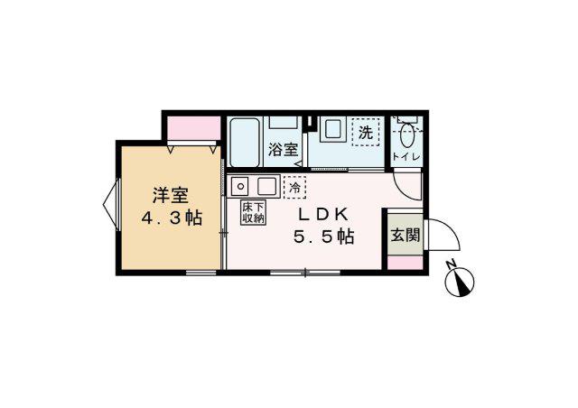 明和レジデンス(1DK/1階)の間取り写真