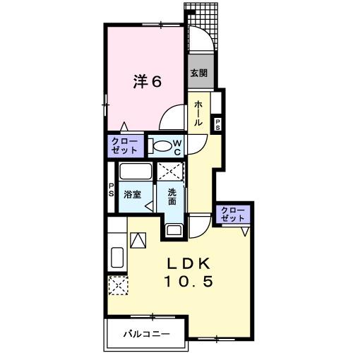エヴァーグリーンB(1LDK/1階)の間取り写真