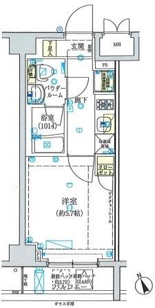 SHOKEN RESIDENCE横浜野毛山公園(1K/6階)の間取り写真