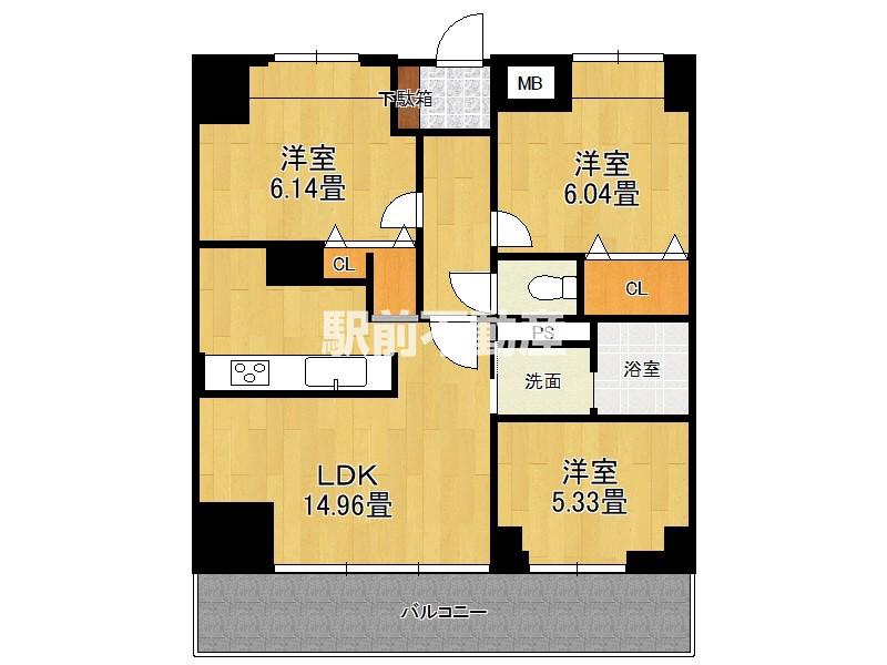 TOMOEビル(3LDK/6階)の間取り写真