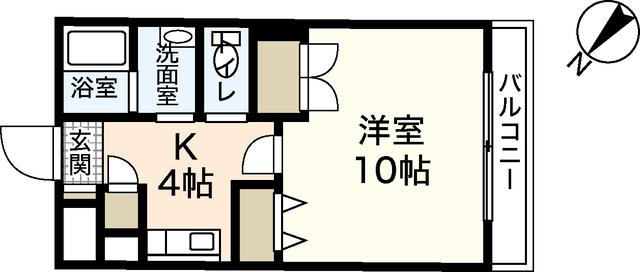 プリオール深田(1K/2階)の間取り写真