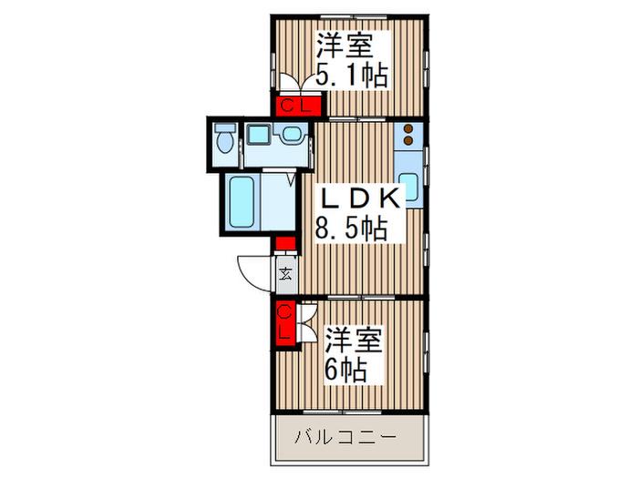 マンションベル(2LDK/3階)の間取り写真