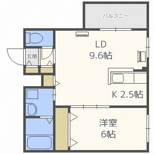 ディオグラシア桑園(1LDK/2階)の間取り写真