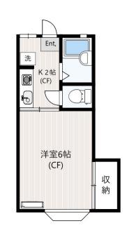 メゾン若月(1K/2階)の間取り写真