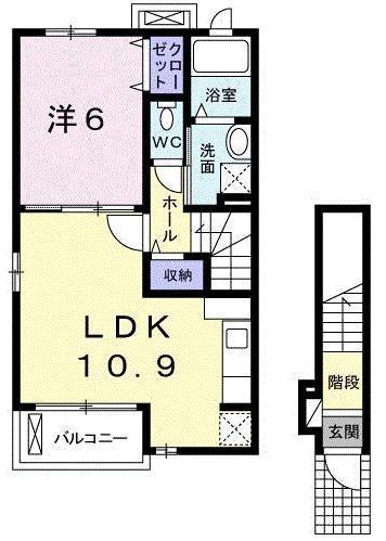 ガーデス(1LDK/2階)の間取り写真
