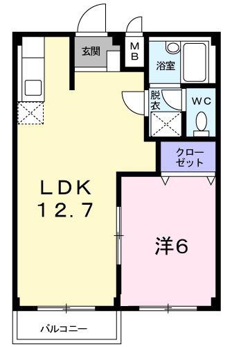 フローラルBUNKYO(1LDK/2階)の間取り写真