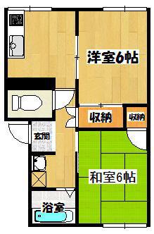 プレジール北久里浜(2DK/1階)の間取り写真