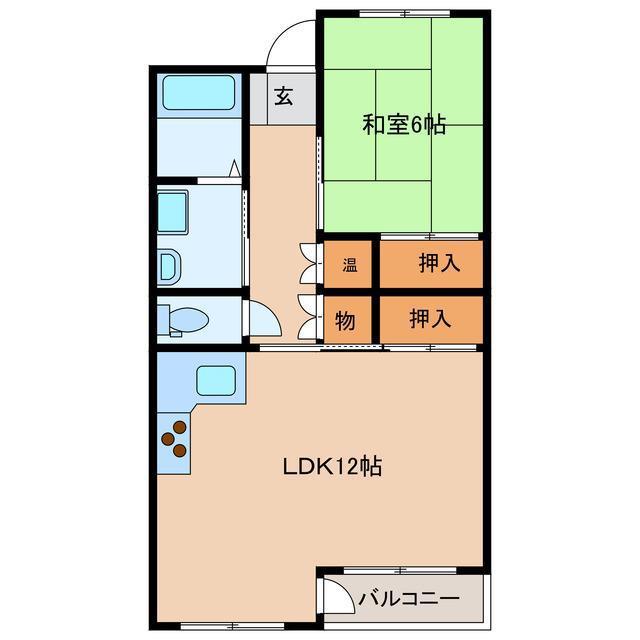 コーポ松本(1LDK/1階)の間取り写真