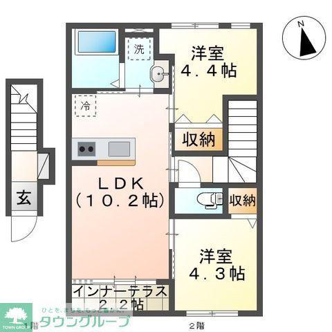 CHATEAU・ARV(2LDK/2階)の間取り写真