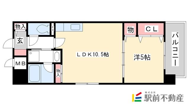 ダイアリー二日市駅前(1LDK/10階)の間取り写真