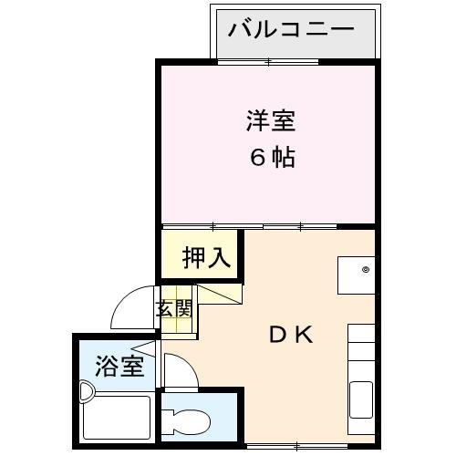 ハイツ北日吉(1DK/2階)の間取り写真
