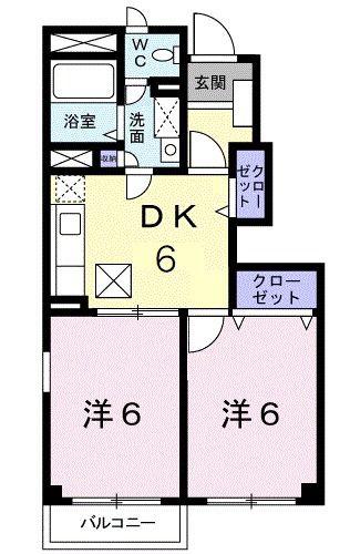 アカシアA(2DK/1階)の間取り写真