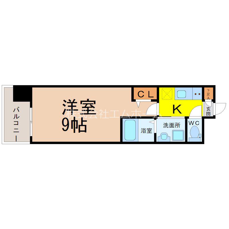パルティール浅間町(1K/7階)の間取り写真