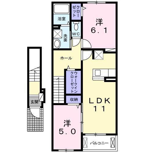 エニシム(2LDK/2階)の間取り写真