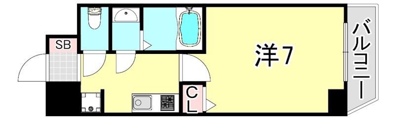 CRESTTAPP神戸湊町NOIR(1K/9階)の間取り写真