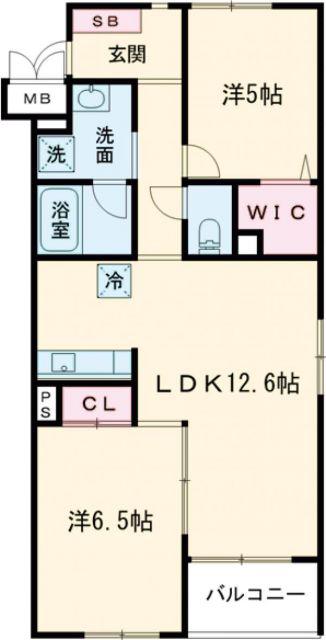 葛城レジデンス(2LDK/3階)の間取り写真