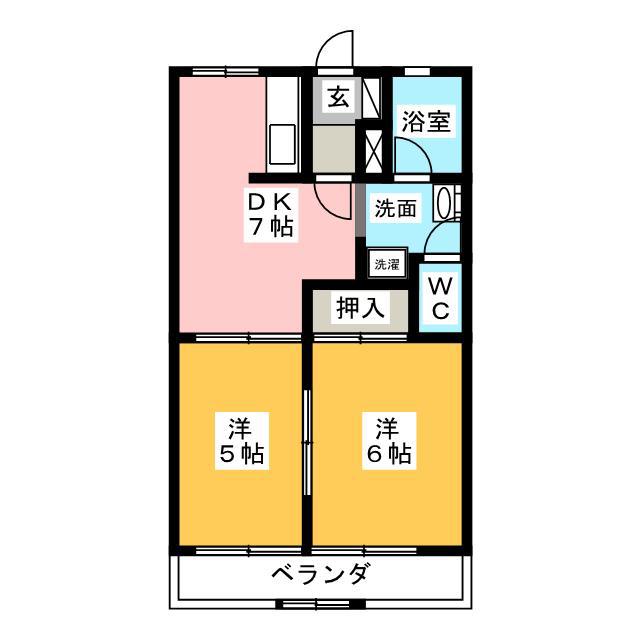 オリンピア D(2DK/1階)の間取り写真