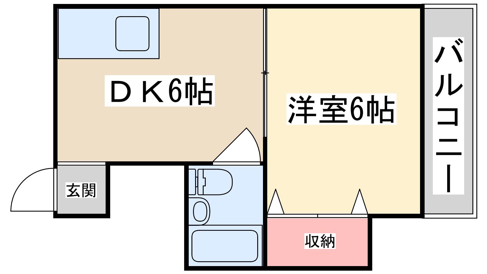 バスティオーネ(1DK/4階)の間取り写真