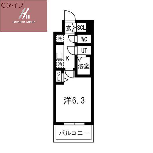ファステート東大阪アダマス(1K/8階)の間取り写真