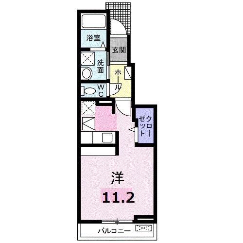 クレセント参番館(ワンルーム/1階)の間取り写真