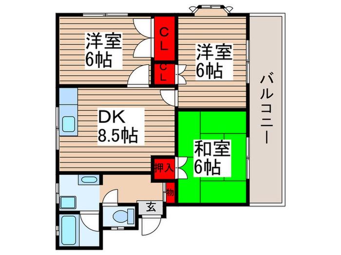 メゾン早川(3DK/1階)の間取り写真