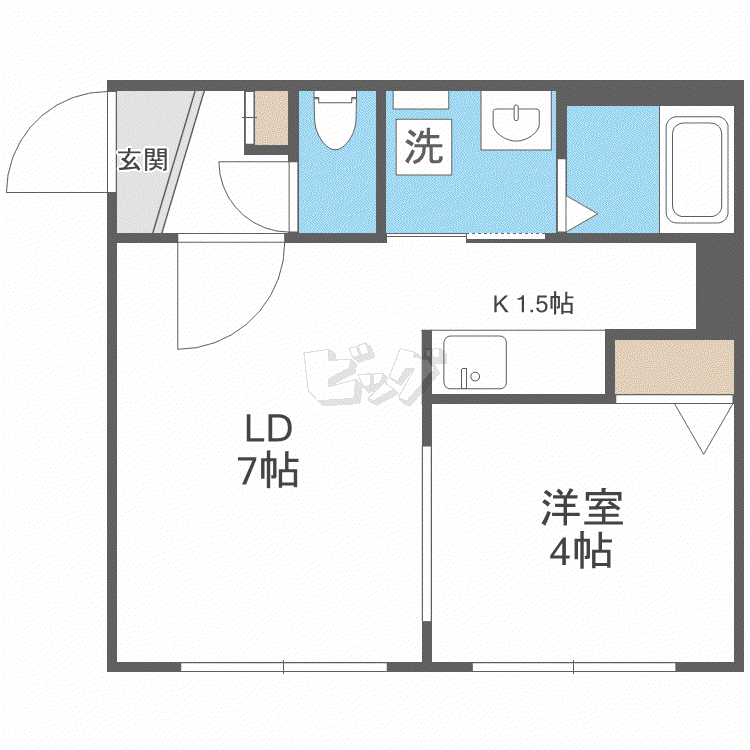 ラフィーネ澄川III(1LDK/1階)の間取り写真
