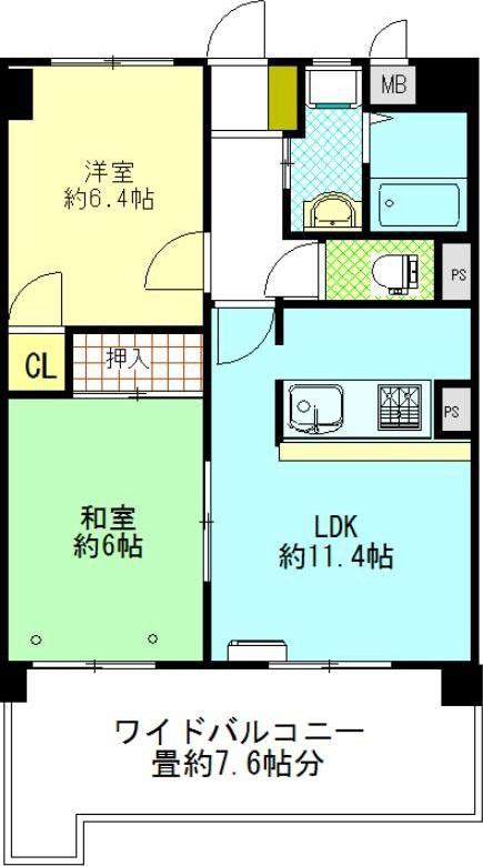 アクシス東平尾Ⅱ(2LDK/7階)の間取り写真