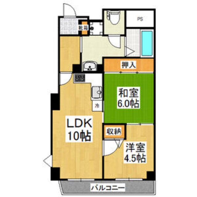 天凰ビル(2LDK/5階)の間取り写真