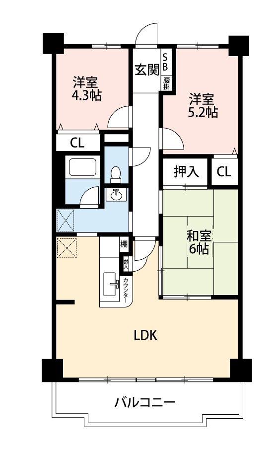 ユート小手指(3LDK/1階)の間取り写真