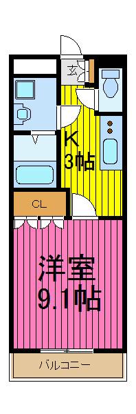 イフエクト(1K/3階)の間取り写真