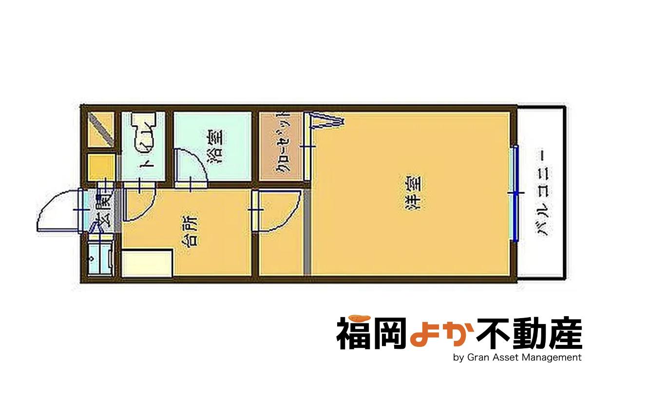 エテルナ唐人町(1K/2階)の間取り写真