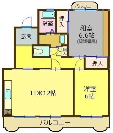 サンハイツ諏訪前2(2LDK/2階)の間取り写真