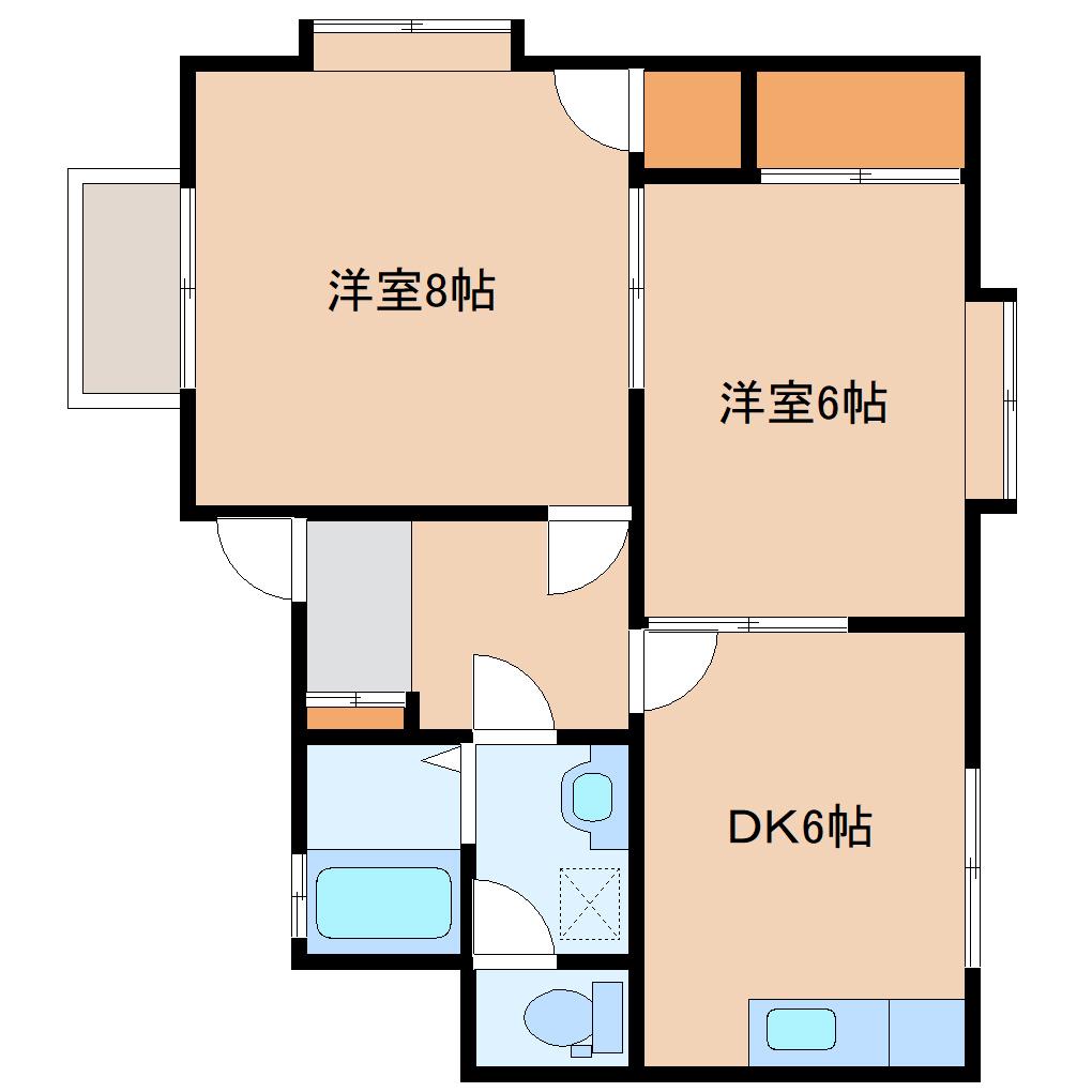 コーポアフレンスA(2DK/1階)の間取り写真