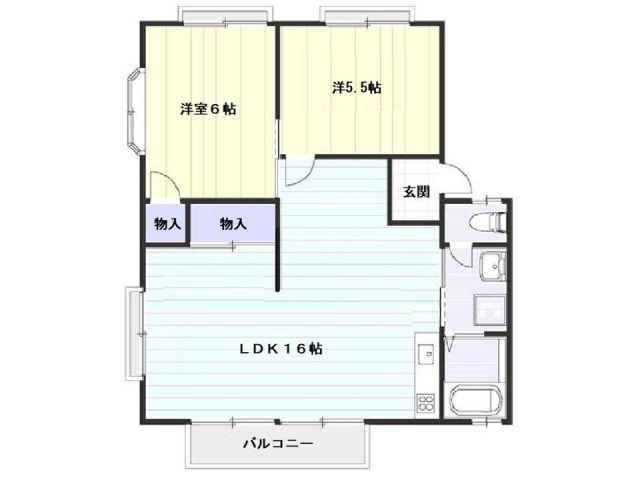 ハイグレードタウン多治米A(2LDK/2階)の間取り写真