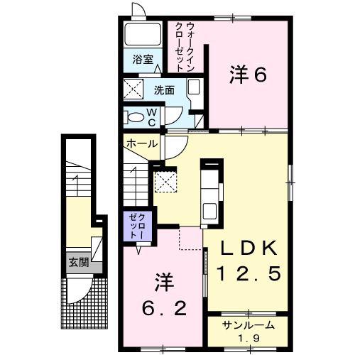 ベル・メゾンA(2LDK/2階)の間取り写真