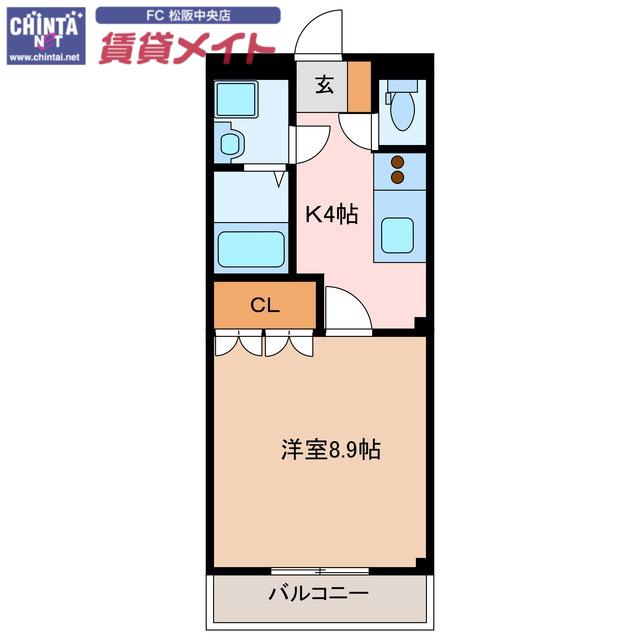 カサブランカ(1K/2階)の間取り写真