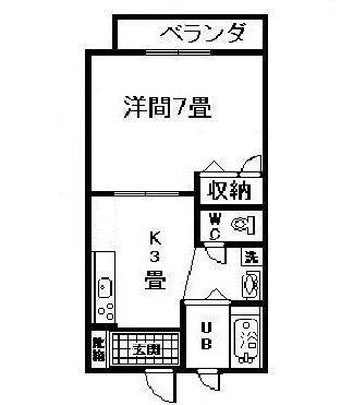 ルーミナスB棟(1K/1階)の間取り写真