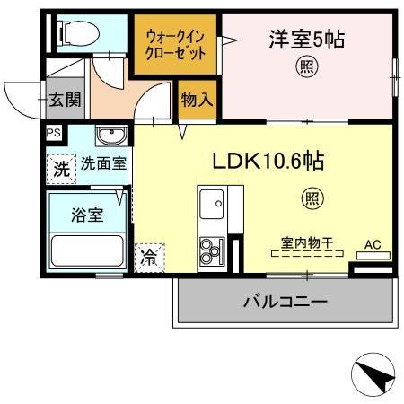 グラディートII(1LDK/2階)の間取り写真